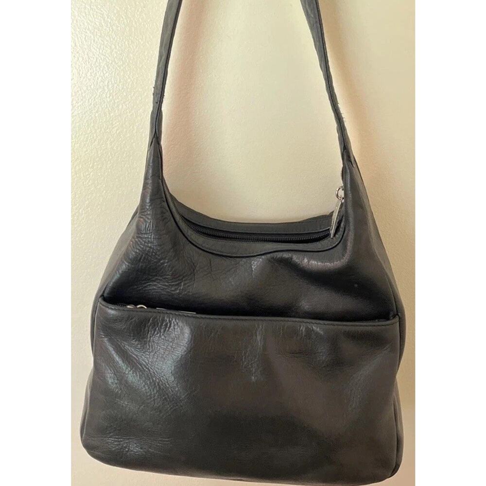 Tignanello Black Soft Leather Medium Shoulder Bag/ Purse-Beautiful Condition